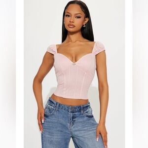 Pia Short Sleeve Pointelle Top - Pink - XS